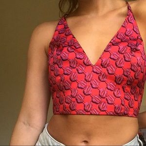 Satin floral crop top